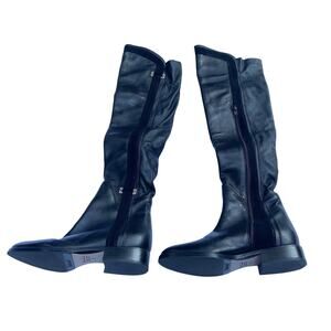 Vera Cuoio Lav Artigiana Black Leather Knee-High Riding Boots Size 35 (US 5)